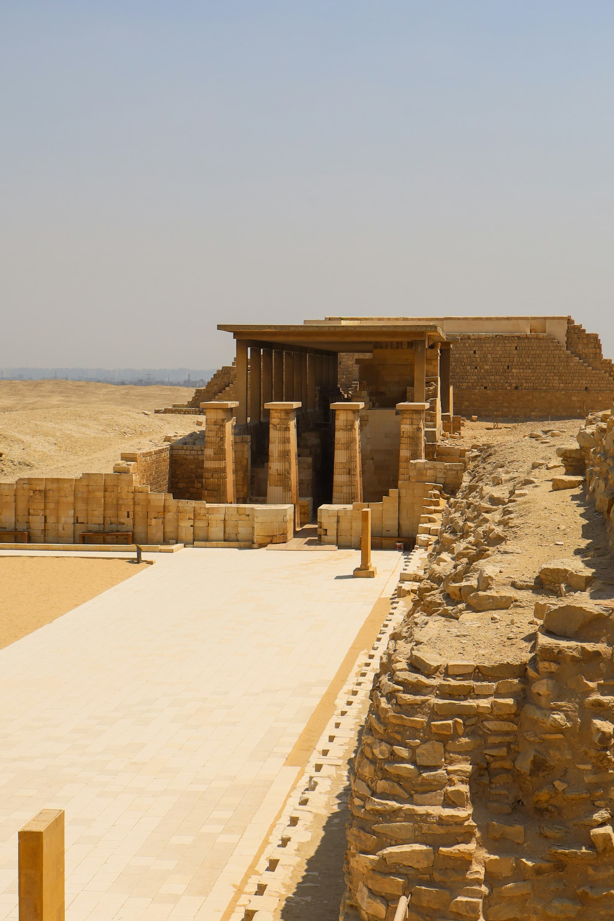 Ancient Egyptian temple under eclipse