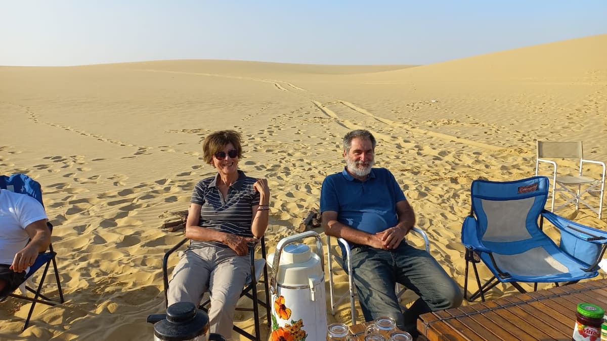 Dabuka Travel 4WD expedition vehicle in desert terrain with GPS navigation equipment